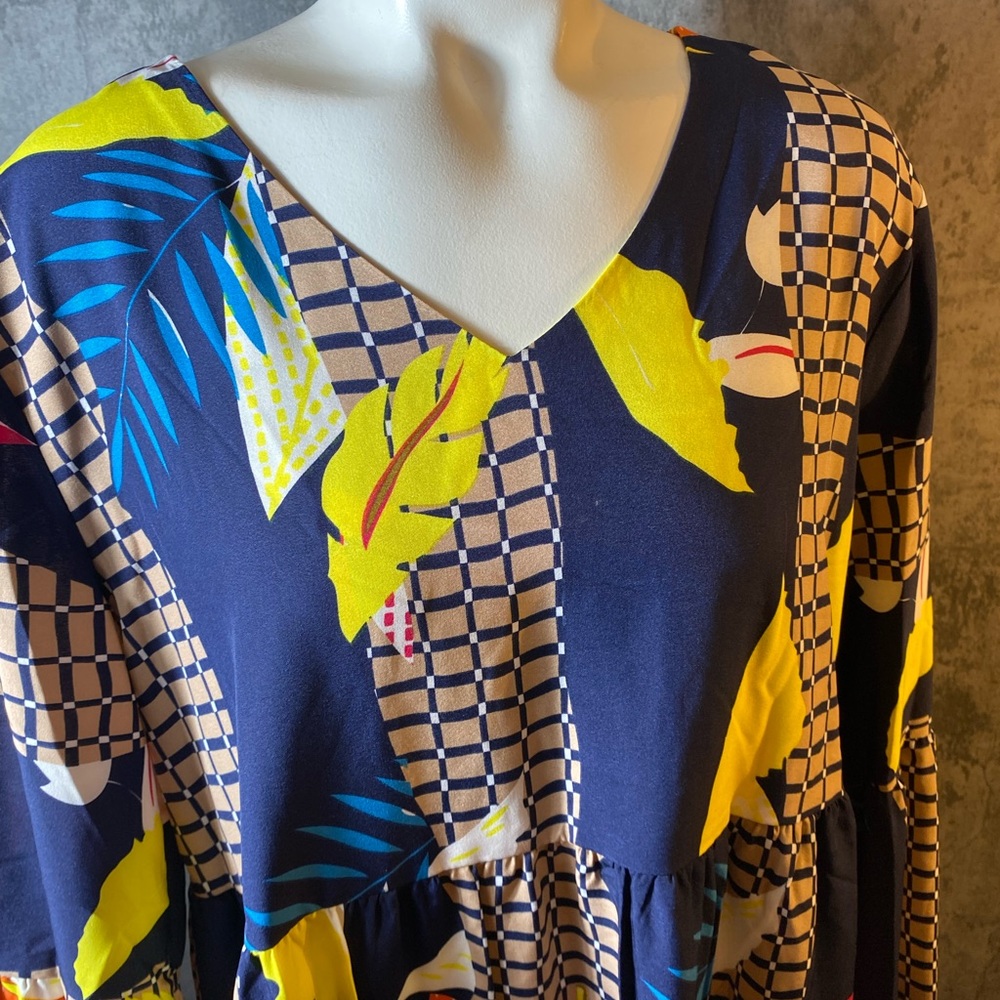 Geometric multi color dress